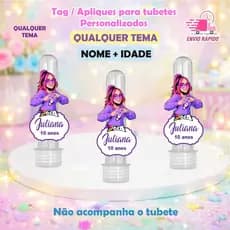 Apliques Personalizados Para Tubetes Katlen Grupo dos Rosa Emilly Vick - Lembrancinhas Aniversário / Com Nome e Idade