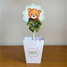 10 Centro de Mesa / Cachepot Personalizado - Ursinho  Chá de Bebê / Revelação Verde- Lembrancinhas - PEGUE E MONTE