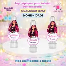 Apliques Personalizados Para Tubetes Emilly Vick - Lembrancinhas Aniversário / Com Nome e Idade