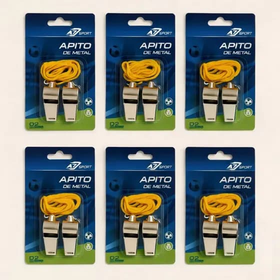 Kit 10 Apitos Profissional Metal Árbitro com Cordão Promoção Pague 10 Leve 12