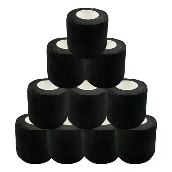 Bandagem Elástica Tattoo Biqueira Grip Fita Adesiva 5m Kit 3,5,10 Rolos Preto  Azul