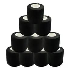 Bandagem Elástica Tattoo Biqueira Grip Fita Adesiva 5m Kit 3,5,10 Rolos Preto  Azul