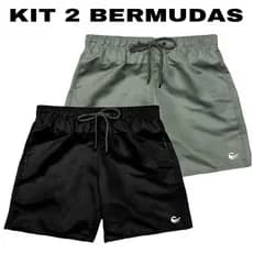 KIT COM 2 SHORT MASCULINO  TACTEL BERMUDA DE ACADEMIA MASCULINA HS