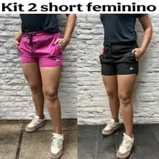 kit 2 Shorts Feminino treino academia tactel elastano moda praia