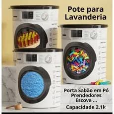 Porta Sabão em Pó ou Prendedores Organizador para Lavanderia 2.100ml Compre + Pague -