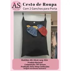 Cesto para Roupa Suja TNT de Pendura na Porta Artesanal com 2 Ganchos Capacidade 20kg Anny Shop