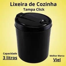 Lixeira Viel Tampa Click 3L Cabe em Qualquer Pia Cor Preto Reforçada