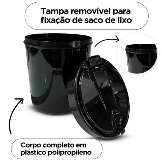 Lixeira de Pia 3 litros Plástica Tampa Click Cozinha Preto Viel