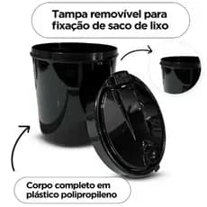Lixeira de Pia 3 litros Plástica Tampa Click Cozinha Preto Viel