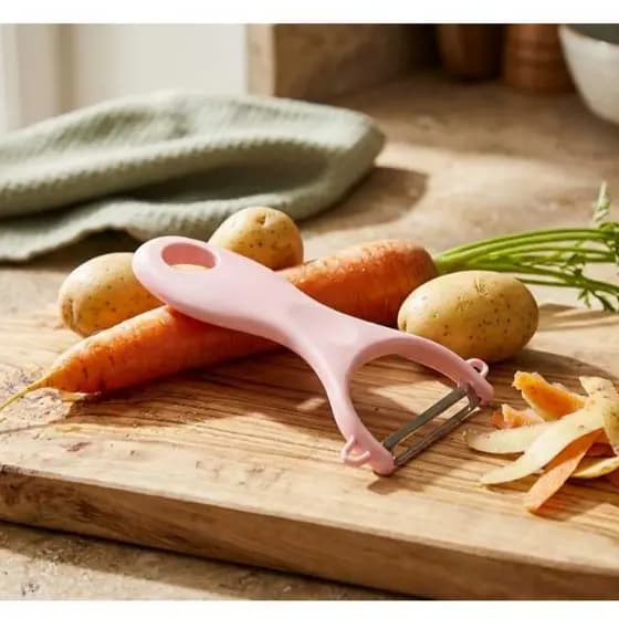 Descascador Multifuncional Legumes e Frutas Rosa Manual Plástico e Aço UZ