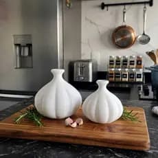 Porta Alho Recipiente Decorativo Plástico PLA Ecologico Alta Resistência Branco