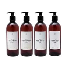 Kit 4pçs Frasco Plástico Âmbar 500ml Shampoo Condicionador Sabonete Shampoo Men Organização Banheiro