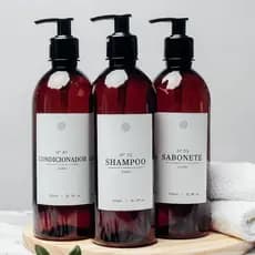Frascos Âmbar 500ml Minimalista 3pçs Shampoo Condicionador Sabonete