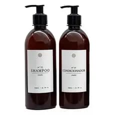 Kit Frascos Plástico Dispenser Banheiro Shampoo e Condicionador Âmbar 500ml