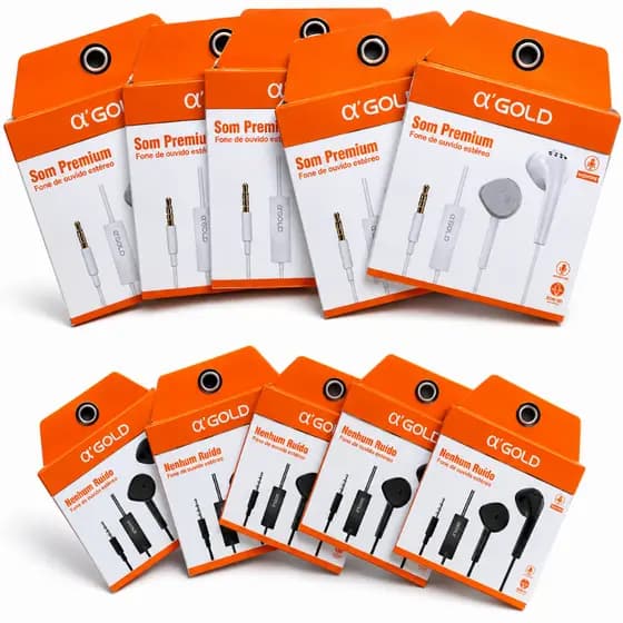 kit 10 fones de ouvido com fio original da A'Gold ENVIO IMEDIATAMENTE