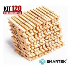KIT 120 PRENDEDORES DE ROUPA REFORÇADO MADEIRA TRADICIONAL MOLA RESISTENTE ÁGUIA BRANCA