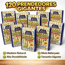 Kit 120 Prendedores de Madeira Gigante Prendedor de Roupa Reforçados Grande Águia Branca