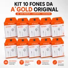 KIT 10 FONES DE OUVIDO A'GOLD ORIGINAL COM FIO SOM PREMIUM ESTÉREO CONECTOR P2 ENVIO IMEDIATO
