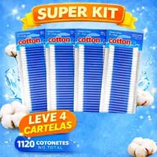COTONETE ATACADO KIT 4 CARTELAS 280 COTONETES (CADA) COTTON LINE 1120 UN ALGODÃO HASTES FLEXÍVEIS