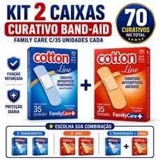 KIT 2 CAIXAS CURATIVO BAND-AID FAMILY CARE C/35 UNIDADES CADA ALTA PROTEÇÃO E FIXAÇÃO DURÁVEL