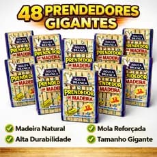 Kit 48 Prendedores de Madeira Gigante Prendedor de Roupa Reforçados Grande Águia Branca