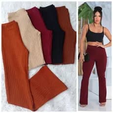 Calça Feminina Flare Tecido Bubble Estilosa Bolinha Moda
