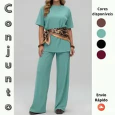 Conjunto Feminino Pantalona com Blusa Manga Curta – Chic, Moderno e Versátil