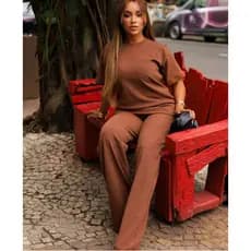 Conjunto Feminino Canelado Anarruga Oversized + Calça Pantalona com Bolso | Conforto e Estilo Moderno