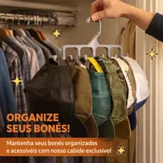 Cabide Organizador De Bonés Chapéus E Acessórios Suporte Vertical Para Guarda Roupa E Closet Multiuso