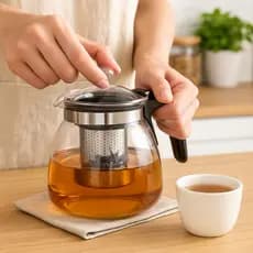 Chaleira de Vidro 900ml com Infusor Aço Inox – Jarra para Chá, Café e Ervas