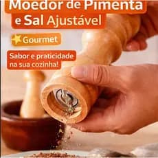Moedor de Pimenta e Sal Grosso Ajustável Manual Madeira Gourmet Cozinha Temperos