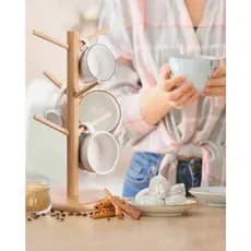 Suporte para Copos Bambu Organizador Aesthetic Porta Copos Cozinha Bancada Café Bar