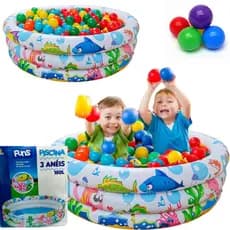 Piscina Infantil Inflável 180 Litros Colorida + 50 Bolinhas