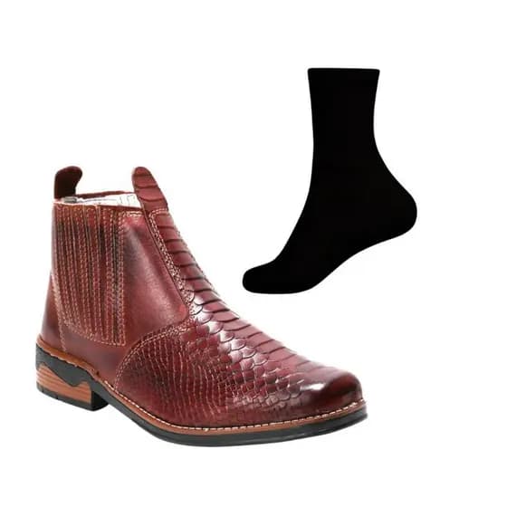 Botina de Couro Legítimo + Meia Bota modelo Country super Reforçada e da Moda