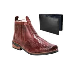 Botina Couro Legitimo Masculina Resistente + Carteira Kit Barato