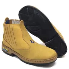 Botina Butina Bota de Couro Legitimo Blaqueada Resistente