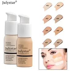 Julystar Base Líquida Corretivo Rosto Naturalmente Impecável Fosco Controle De Óleo De Longa Duração À Prova D'água