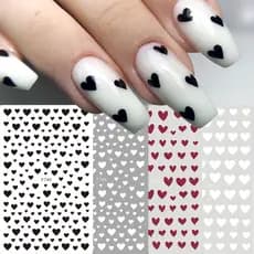 Amor Coração 3D Adesivos De Unhas Preto Branco Vermelho Sliders Decalques Autoadesivos Bonito Design Dos Namorados Decor