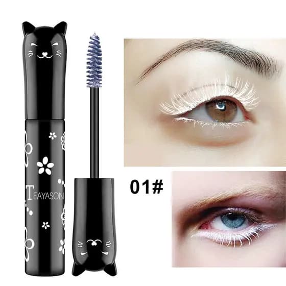 Conjunto De Rímel À Prova D'água De 6 Cores Teayason Black Cat Design-Branco , Rosa , Roxo , Azul , Preto-Cílios Encarac