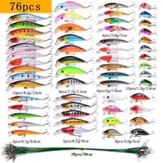 Conjunto Isca Artificial (6-56 Pcs) Kit De Pesca
