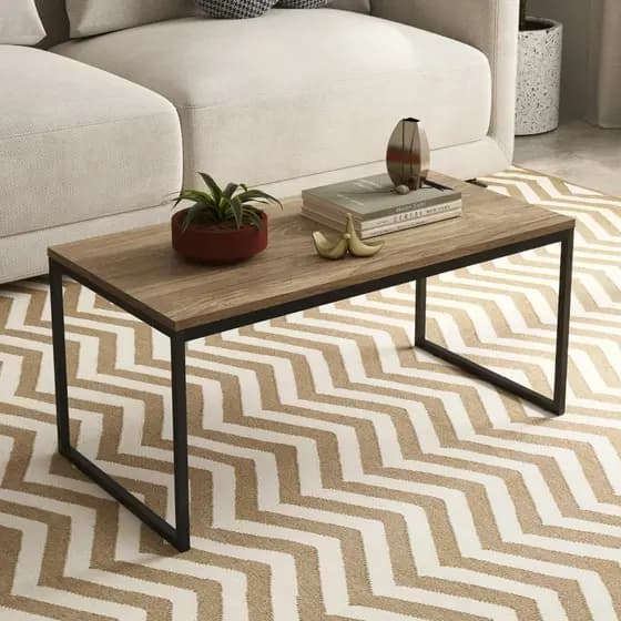 Mesinha de Centro Industrial Decorativa de Sala Pés De Ferro Madeira Premium BRANCO, PRETO OU FREIJÓ