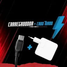 ​Kit Carregador Turbo Completo + Cabo TIPO-C OU IPHONE de Carregamento Rápido