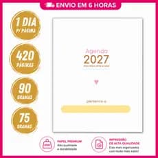 Kit 3 Miolos Impresso Agenda Fofinha 1DPP 2027 Tamanho A5 | Papel 75gr / 90gr Planner Planejamento