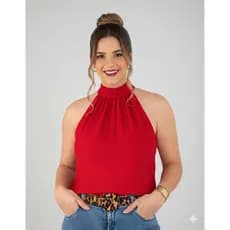 Blusa Feminina Regata Gola Alta Com Laço Amarração Elegante Festa Trabalho Envio Imediato