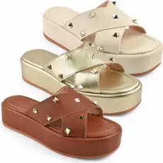 Chinelo Flat Feminino Plataforma com Spike