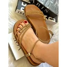 Sandália Feminina Strass Brilho Elegante Papete Flatform Rasteira Confortável