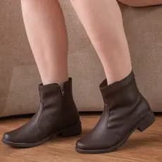 Bota Feminina Cano Curto Country Saltinho Baixo Ziper Lateral Confortável e Fashion