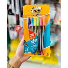 Kit Caneta Bic Coloridas + Intenso Bold Cores Neon Papelaria Material Escola Faculdade Universidade Mesa de Estudos