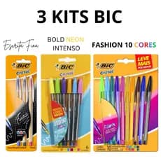 Canetas Coloridas Bic Kit Caneta Esferográfica Material Escola Material Escolar Estudo Faculdade, material universitário