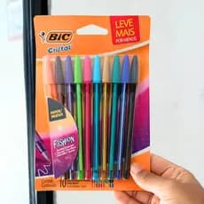 Kit Caneta Bic Coloridas Cristal Esferográfica 10 Cores kit de caneta Papelaria material escola Faculdade Canetas
